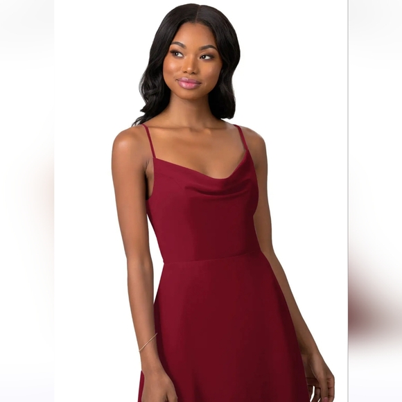 Azazie Daenerys Burgundy Flowy Cowl Chiffon Dress - Picture 1 of 9